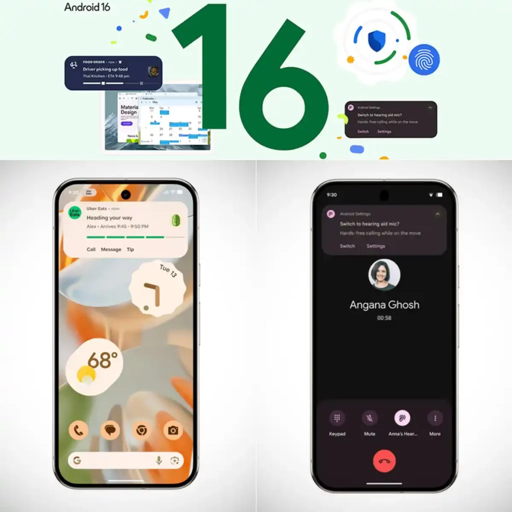 تصویر گوشی هوشمند با لوگوی اندروید ۱۶